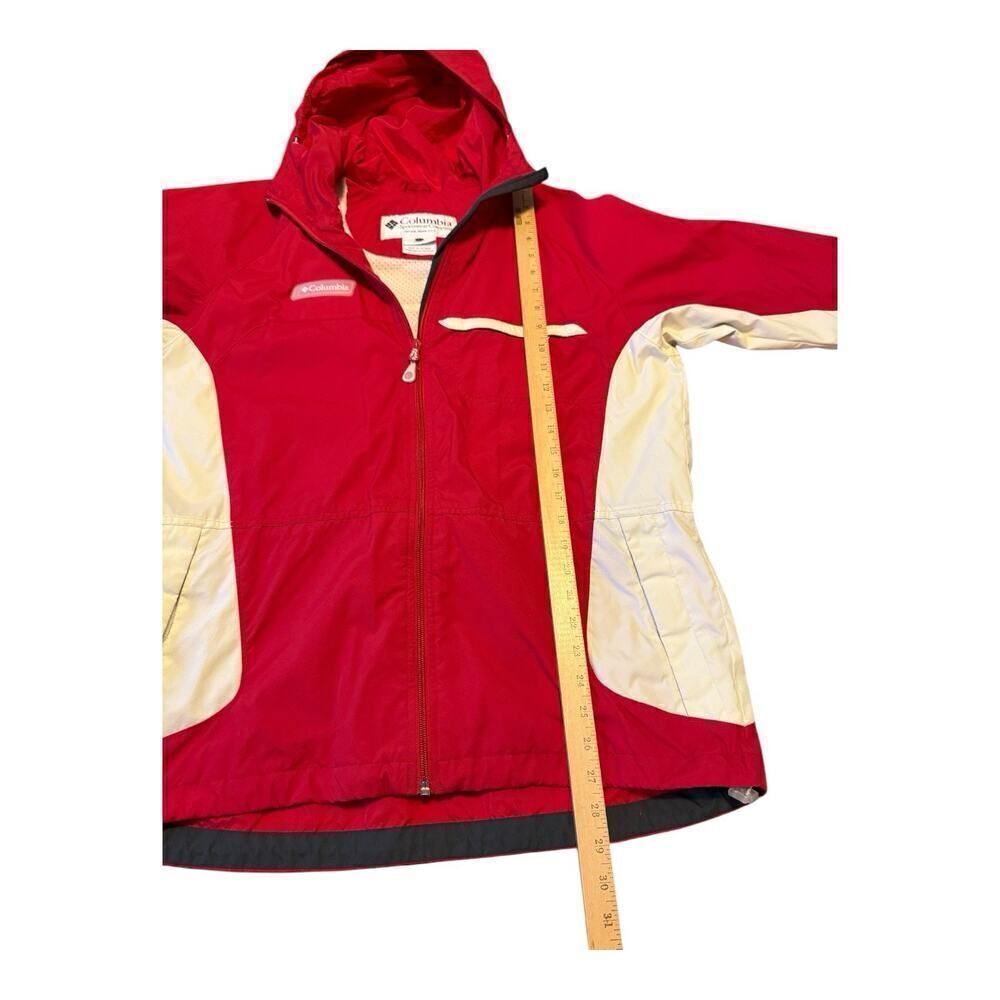 Vintage 90s Columbia Red White Hooded Sailing Squall Jacket Windbreaker Sz L - Picture 9 of 9